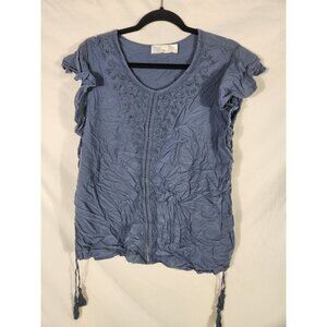 NWOT Time and True Womens Plus Boho Top Festival Fairycore Slate Blue  xxxl 22